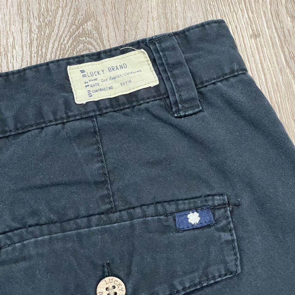 "Pantalones cortos cargo negros Lucky Brand para niños talla 16 informales 10"" entrepierna uniforme escolar" Foto 4 de 4