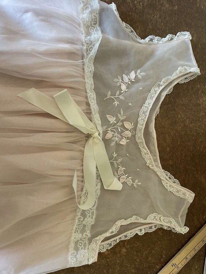 Vintage Pajama Top Bed Jacket Size Pink Nylon Lace Large eBay
