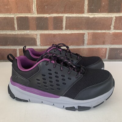 Skechers Soven SR Corrick Alloy Toe Black Lace Up Work Sneakers US 8.5 M