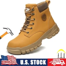 Wide Work Boots for Men steel toe boots Safety Work Shoes Slip-Resistant black
