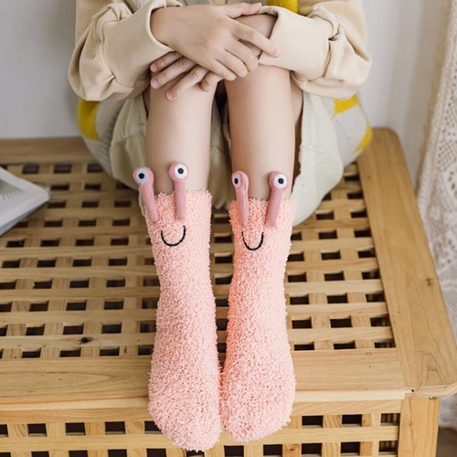 4 Pairs Coral Fleece Socks Fuzzy Slipper for Women Warm Miss - 第 9/12 張圖片