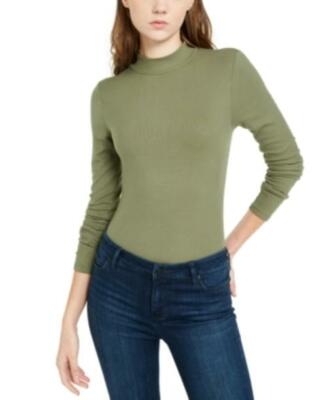 MSRP $29 Self Esteem Juniors' Mock-Neck Bodysuit Green Size Medium
