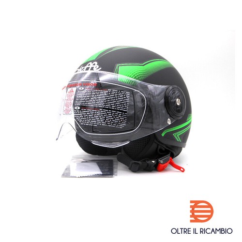 DIEFFE Grafica verde Casco Uomo Donna Caschi Moto Scooter Omologato Visiera  elic | eBay