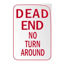 Vertical Vinyl Stickers Dead End No Turn Around Traffic Safety Sign Label