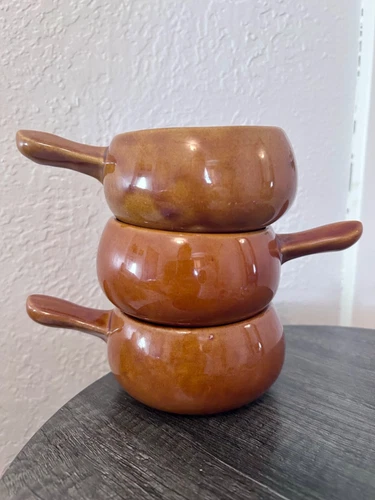 Set of 3 vintage mccoy pottery soup bowls/mugs with handles