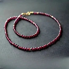 Natural Gemstone Garnet Clavicle Chain Boho Vintage Beaded Necklace Women Gift