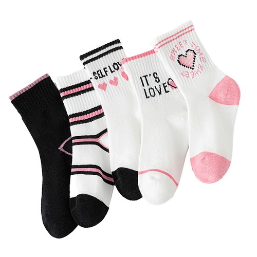 5 Pairs Kids Crew Socks Heart Pattern Soft Cotton Children Socks for Autumn - Picture 10 of 24