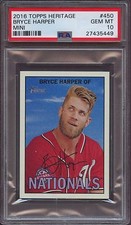 2016 Topps Heritage 450 Bryce Harper Mini PSA 10 Gem Mint Pop 2