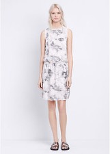 W602 NWT VINCE MARBLE JACQUARD DRAWSTRING WOMEN SILK DRESS SIZE M $395