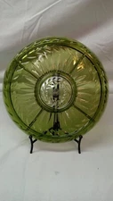 Vintage 1970's INDIANA GLASS Laurel Green Avocado 5-Part Relish Dish Party Platt
