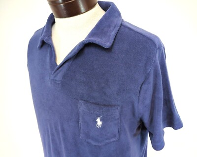 POLO RALPH LAUREN Terry Polo Shirt Navy w/ Embroidered Pony Logo Men's NEW  $95 * | eBay