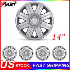 14" Set of 4 Silver Wheel Covers Snap On Full Hub Caps fit R14 Tire & Steel Rims