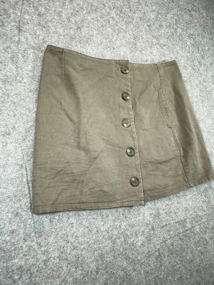 Minifalda Chloe & Katie Juniors XL Extra Grande Marrón Sarga Bolsillos Completos con Botones Foto 2 de 4