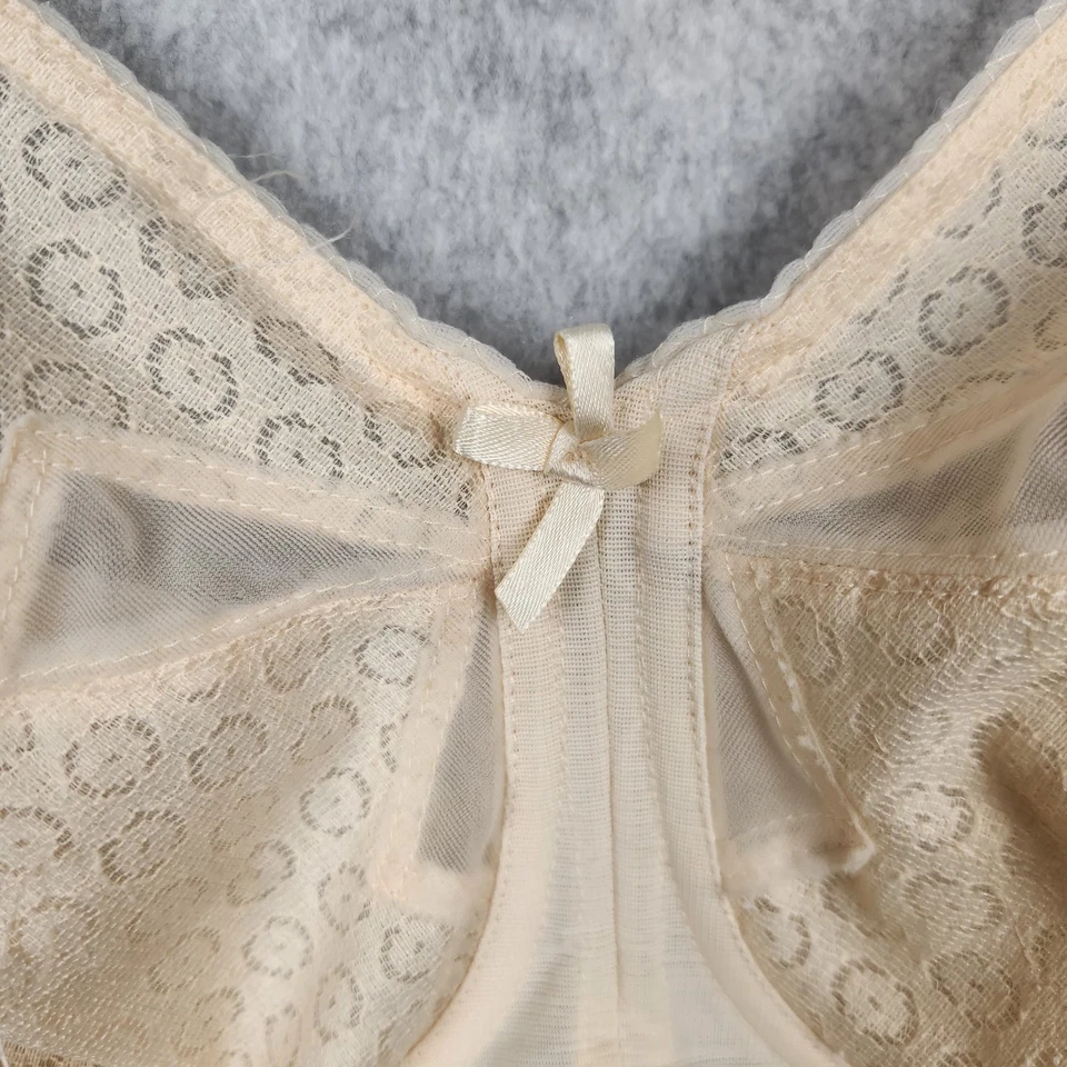Sujetador vintage Bali para mujer 38B beige encaje transparente copa suave lencería sin relleno años 90 Foto 4 de 4
