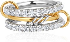 Stackable rings for women,14k cubic zirconia chunky gold travel Non fading...