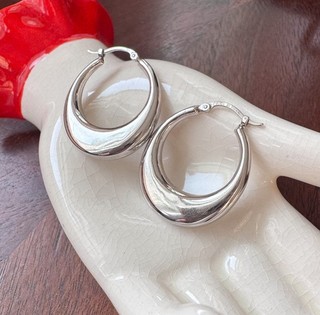 Vintage 14k massive Weißgold Puffy Creolen 2 68 Gramm für Schrott oder Tragen