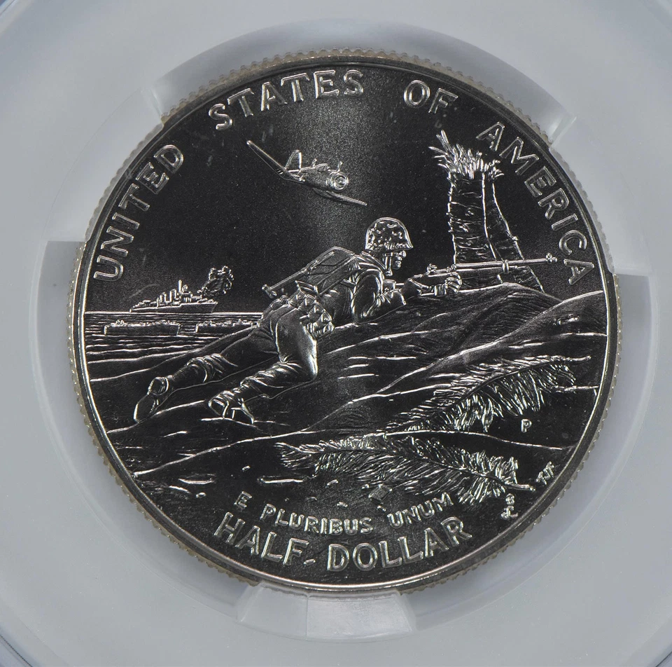1991-95-P World War II Commemorative Half Dollar MS69 CAC CACg *2756 - Image 4 of 4