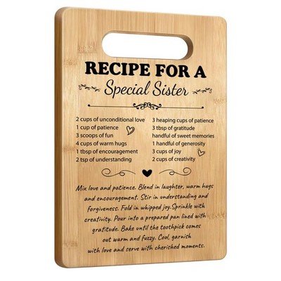 Sister Gifts Kitchen Decor Cutting Board Recipe For A Special Sister Birthday