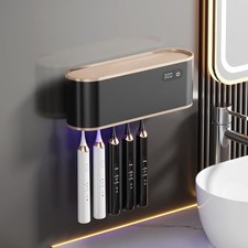 UV Toothbrush Sanitizer Holder for 4 Wall Mounted Toothbrush Holder for Bathro