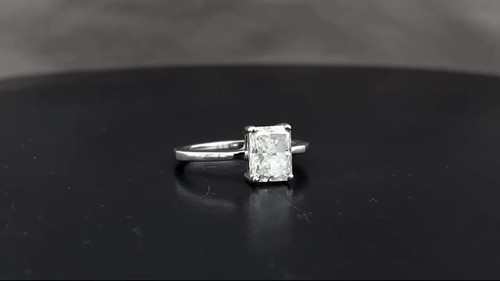 2.03 Ct Radiant Cut I1/E Solitaire Diamond Engagement Ring 14K White Gold - Video 1 of 1