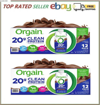 #ad 2 pack Orgain 20g Clean Protein Grass Fed Shake Creamy Chocolate Fudge $62.58