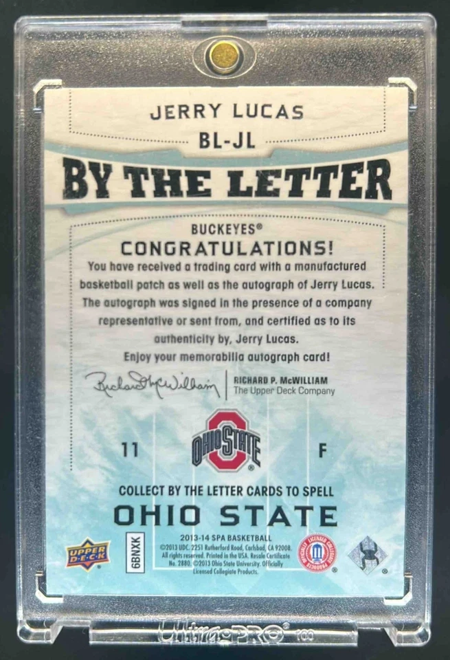 2013-14 SP Authentic Jerry Lucas By the Letter Signatures Patch Auto #3/15 - Image 2 of 2