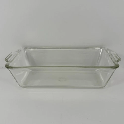 Vintage Pyrex Clear Glass Loaf Pan 9x5 w/Handles USA, U.S. Pat. Office