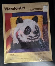Vintage Latch Hook Pillow Panda Wonder Art 4009 15" X 15"