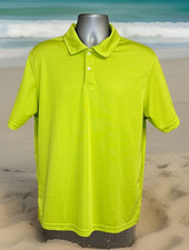 Izod Men's 100 Polyester Short Sleeve Golf Stretch Polo Shirt Size MED - Olive