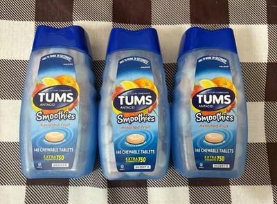 TUMS Smoothies Extra Strength Antacid Chewable Tablets 140 Count Each Lot of 3