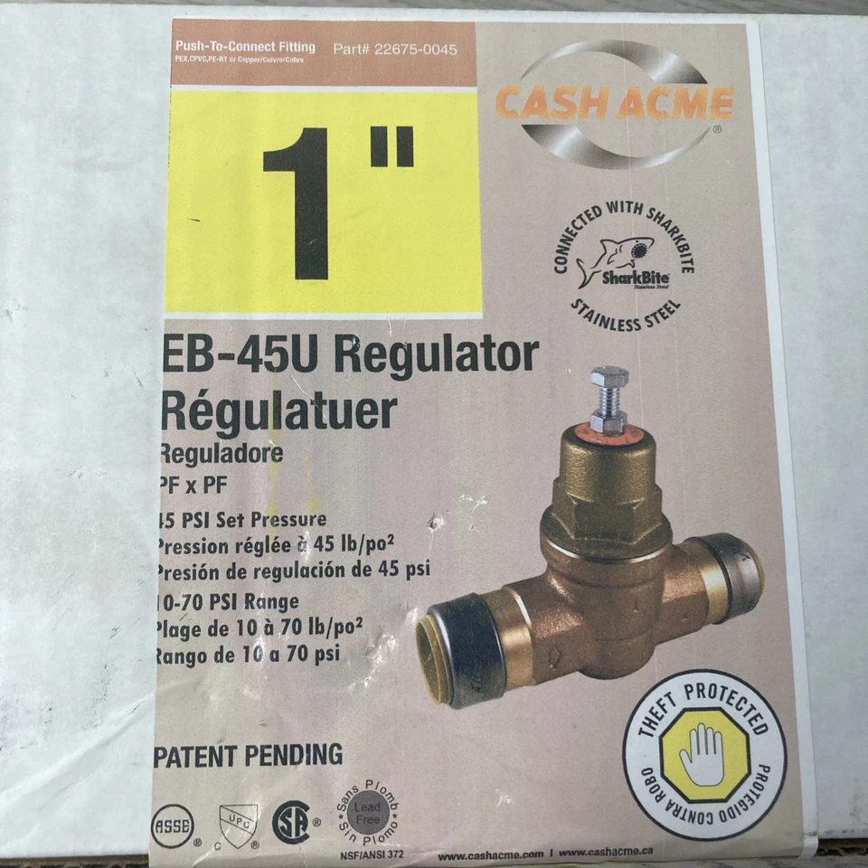 CashAcme EB45-U Water Pressure Regulator 1/2" 10-70 PSI Range 22675-0045 NEW - Image 4 of 4