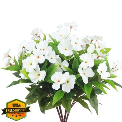 CITYES Artificial Flowers White Impatiens (Pack of 4)