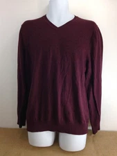 APT 9 Mens Sz XL Burgundy V Neck Sweater Soft Wool Acrylic Blend Lightweight