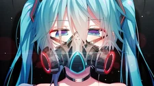 Anime hatsune miku hazard gas masks blue hair vocaloid Custom Gaming Mat Desk