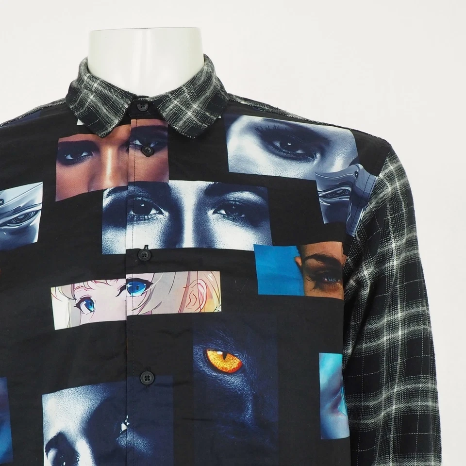Nueva Camisa Huf Abotonada Para Hombres Mediana Negra Ojos Ópticos AOP Ojos Mezcla de Algodón Foto 2 de 4