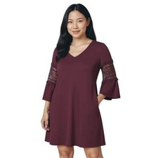 Burgundy Party Mini Dress. SZ Small. Embroidered Intricate Sleeves. Club Wear