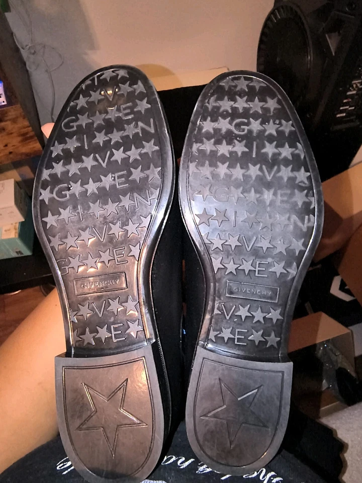 Givenchy Blue/ Blank/ White Storm sock Knit Insert Black Rain Boots Calf Length - Image 4 of 4