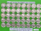 Buffalo Nickels Roll Lot of 40 FULL DATE Coins Dated from 1920 to 1937 ~ #046F