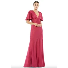 MAC DUGGAL Dress Size 12 Evening Gown NEW Raspberry Pink V Neck