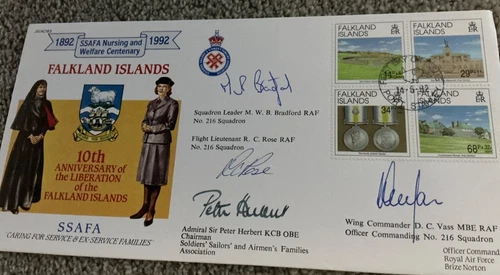 SPECIAL RAF SIGNED FIRST DAY COVER MULTI SIGNED FALKLAND ISLANDS COVER LTD EDIT.