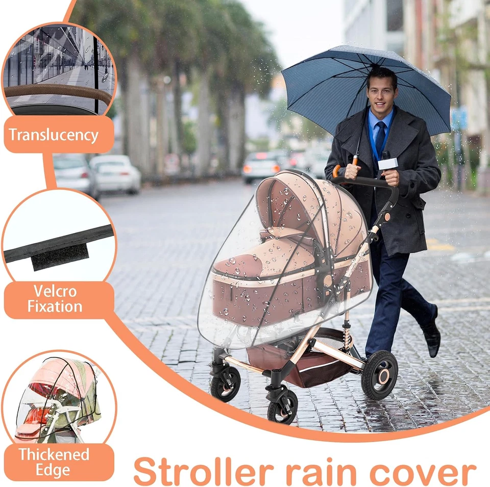 Parapioggia Passeggino Universale, Copertura Antipioggia Trasparente per Passegg - Immagine 4 di 4