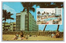 Miami Beach Florida Blue Waters Hotel & Pool Multiview Advertising Postcard
