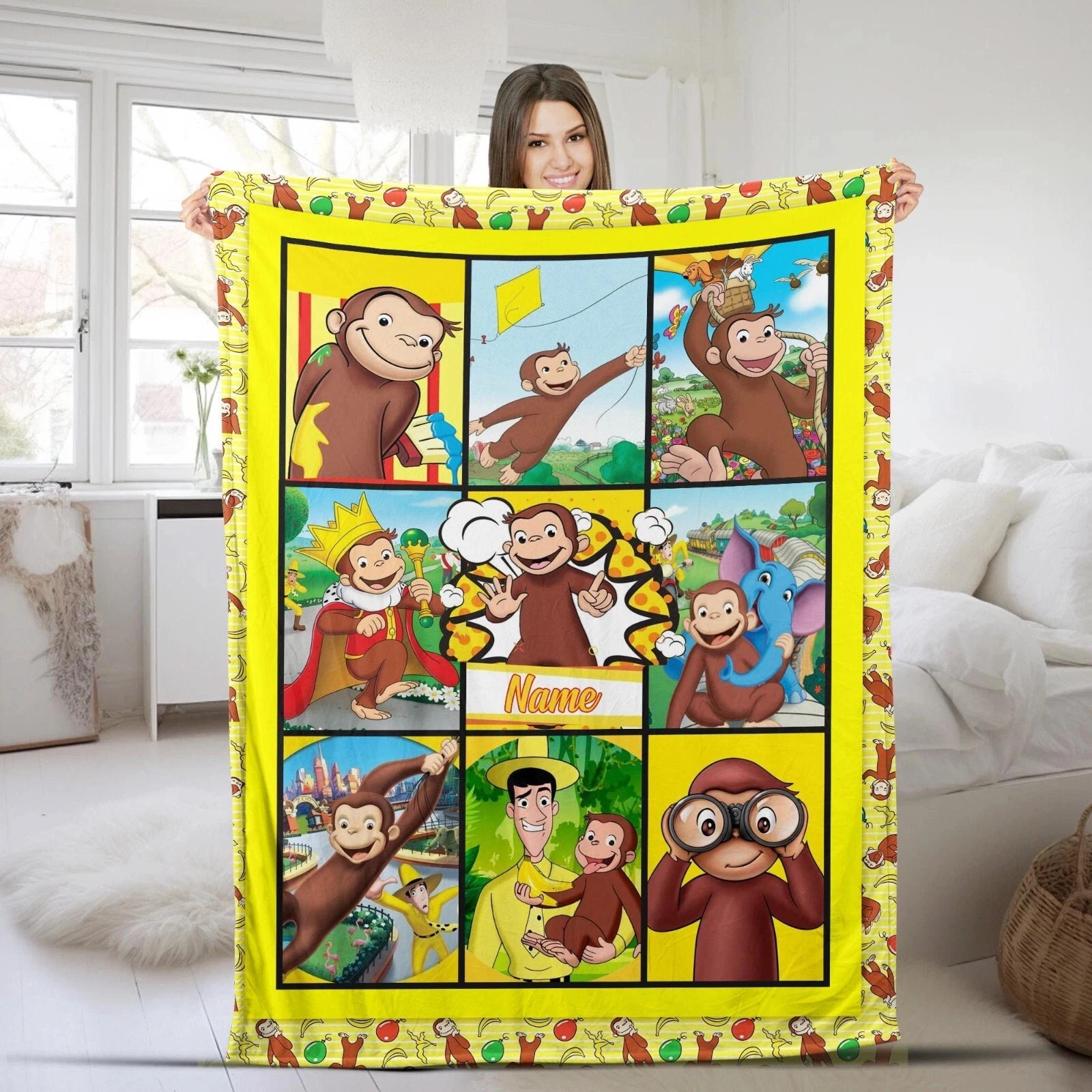 Personalized Curious George Fleece Blanket Curious George Birthday