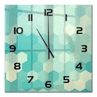 Wanduhr Aus Glas Glasuhr Geometrischer Hintergrund Schwarze Zeiger 60X60 Cm