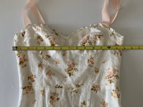 Reformation Vale Linen Dress Mildred White Floral Tie Ribbon Midi Size 2 - Picture 8 of 11