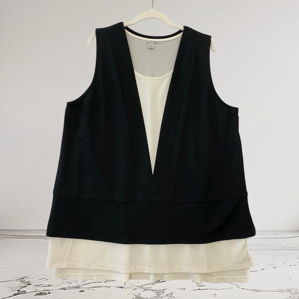 Halogen Women’s Sleeveless Layered Top Size XL Elegant Fall Holiday Chic - Image 2 of 4