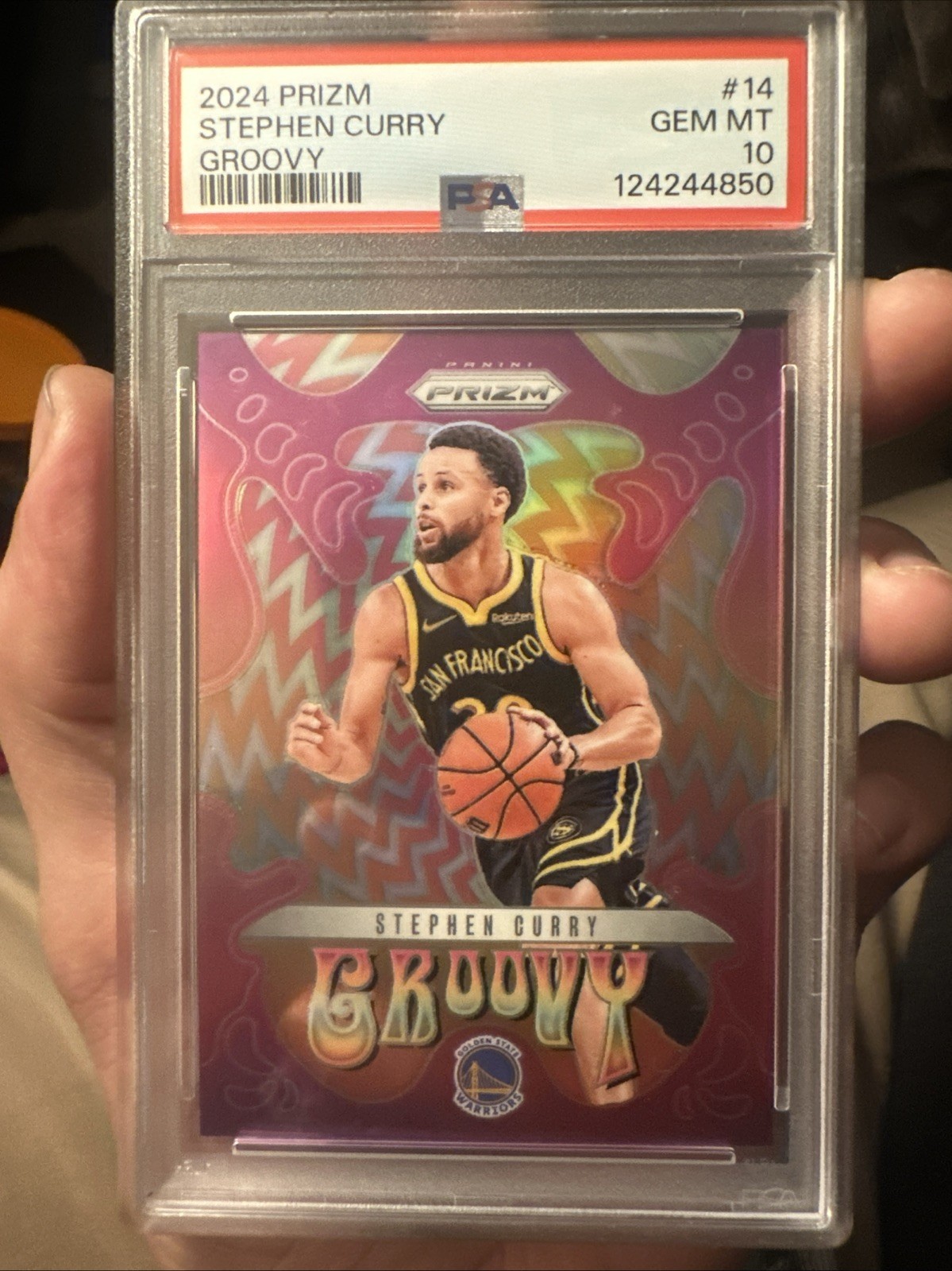 2024-25 Panini Prizm Basketball Stephen Curry Groovy PSA 10 Case Hit #14