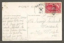 United States 1913, 1 cent parcel post stamp on humorous postcard [869