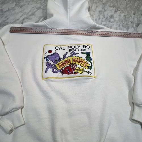 Vintage 1990 XL Rose Bowl Float Committee Cal Poly Jerzees Super Sweats Hooded - Picture 8 of 14