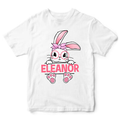 Personalisiertes süßes Mädchen Häschen T-Shirt Mädchen Ostern Hase individuelles Oberteil Shirt Kinder